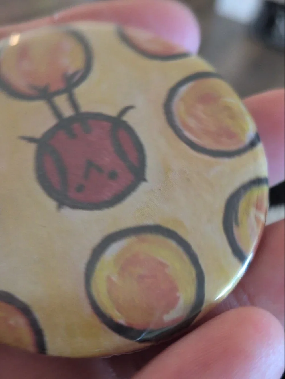Compact Mirror With Red Bird Pattern
